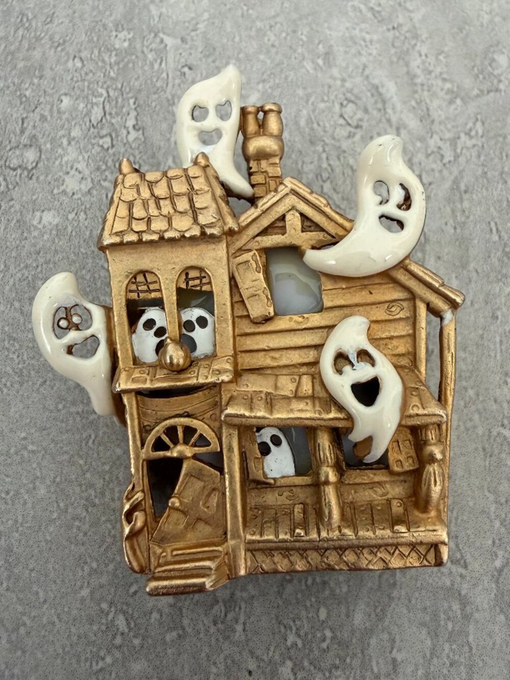 Vintage Halloween Pin Brooch Haunted House Ghosts Spooky Fall Autumn
